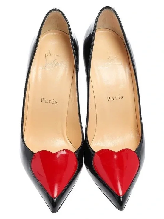 Christian Louboutin Black Patent Leather Cora Heart Pumps - Size 39 - Picture 3 of 13